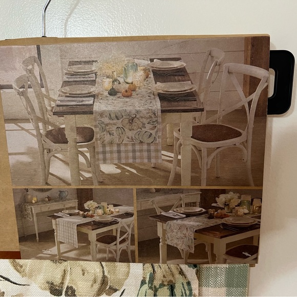 NWT Table Runner Set Fall Farmhouse Collection 2 Harvest Plaid Pumpkins Gourds - Picture 7 of 8